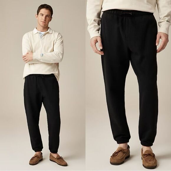 NWT J CREW Tall heritage 14 oz. fleece sweatpant in black - Picture 1 of 7